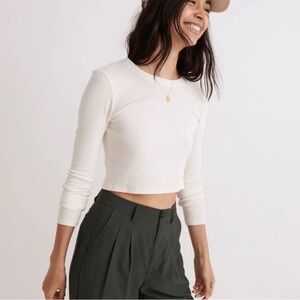 Madewell Cropped Ribbed Long Sleeve Shirt